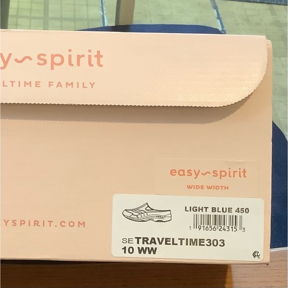 New in Box Easy Spirits 10 WW Light Blue SparkleTravelTime Style 430 Clogs Mules - Picture 15 of 16
